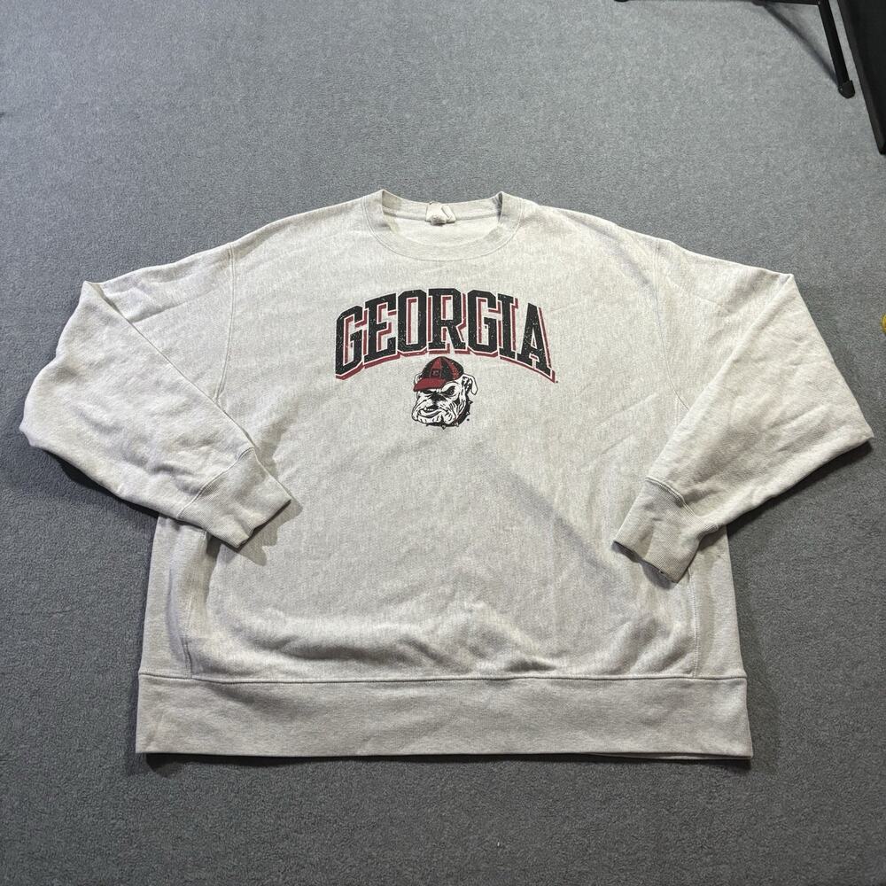 Vintage Champion Reverse Weave Georgia Bulldogs Crewneck Sweatshirt Gray 2XL